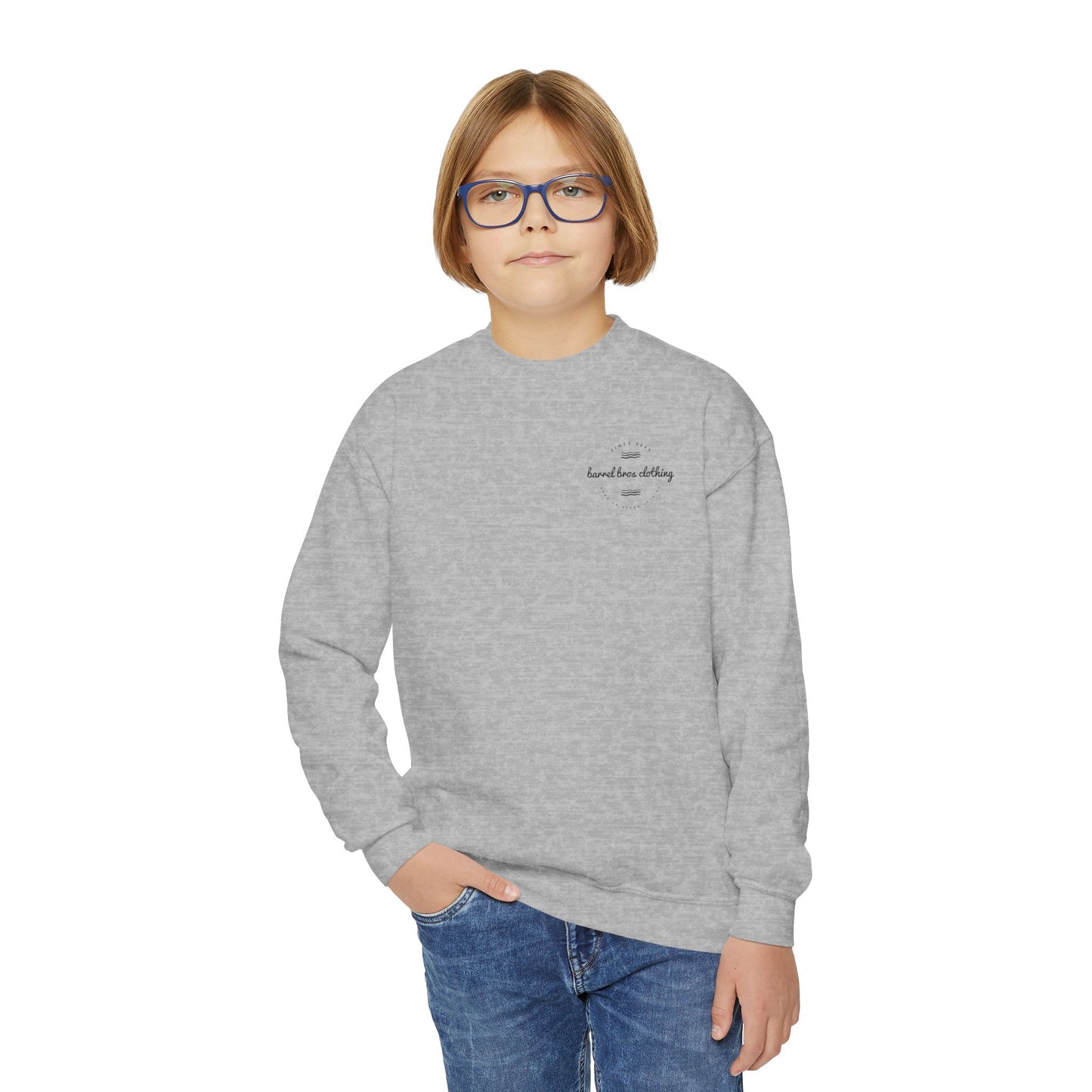 Youth Crewneck Sweatshirt - Barrel Bros Clothing, Casual Comfort for Kids