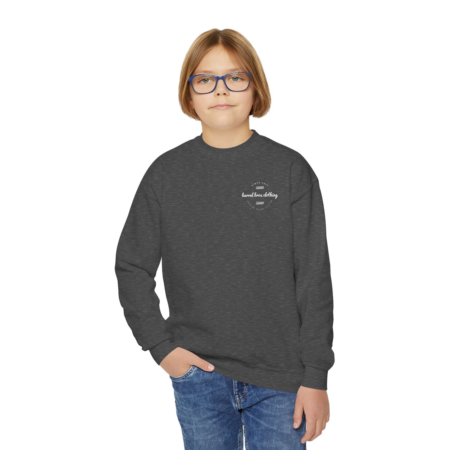 Youth Crewneck Sweatshirt - Barrel Bros Clothing, Casual Comfort for Kids